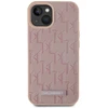 Dėklas Karl Lagerfeld Leather Monogram Metal Logo MagSafe Apple iPhone 15 rožinės spalvos