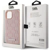 Dėklas Karl Lagerfeld Leather Monogram Metal Logo MagSafe iPhone 15 rožinės spalvos