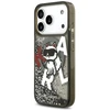 Dėklas Original Pouch Karl Lagerfeld Liquid Glitter Choupette Logo MagSafe skirtas Apple iPhone 17 Pro juodos spalvos