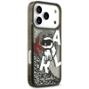 Dėklas Original Pouch Karl Lagerfeld Liquid Glitter Choupette Logo MagSafe skirtas Apple iPhone 17 Pro juodos spalvos