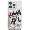 Karl Lagerfeld Liquid Blizgučiais puoštas „Choupette“ logotipo dėklas, skirtas iPhone 16 Pro – skaidrus