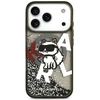 Dėklas Original Pouch Karl Lagerfeld Liquid Glitter Choupette Logo MagSafe skirtas Apple iPhone 17 Pro juodos spalvos