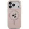 Karl Lagerfeld Liquid Silicone Karl and Choupette MagSafe dėklas skirtas Apple iPhone 17 Pro rožinės spalvos