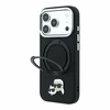 Karl Lagerfeld arl Lagerfeld PU Grained K&CH Heads Ring Stand Magsafe dėklas skirtas iPhone 18 Pro Max juodos spalvos