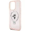 Apple iPhone 15 Pro Karl Lagerfeld dėklas Ring Stand Karl&amp;Choupettte MagSafe (Klhmp15lhmrskcp) rožinės spalvos