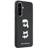 Karl Lagerfeld Liquid Silicone Metal Karl and Choupette dėklas skirtas Samsung Galaxy A57 juodos spalvos
