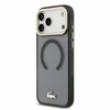 Lacoste IML Shockproof Petit Pique Gold Logo MagSafe dėklas skirtas iPhone 18 Pro Max juodos spalvos