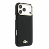 Lacoste PU oda Champs Elysees auksinis logotipas MagSafe dėklas, skirtas iPhone 18 Pro, juodos spalvos
