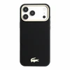 Lacoste PU oda Champs Elysees auksinis logotipas MagSafe dėklas, skirtas iPhone 18 Pro Max, juodos spalvos