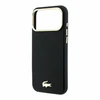 Lacoste PU oda Champs Elysees auksinis logotipas MagSafe dėklas, skirtas iPhone 18 Pro, juodos spalvos