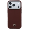 Dėklas Mercedes Leather Semi Wrap Wood Effect MagSafe, skirtas iPhone 18 Pro Max / 17 Pro Max, bordo spalvos