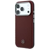 Dėklas Mercedes Leather Semi Wrap Wood Effect MagSafe, skirtas iPhone 18 Pro Max / 17 Pro Max, bordo spalvos