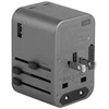 Energea 65W pilkas universalus kelioninis adapteris šoninis vaizdas