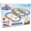 Extralink Kids, „Track King“ elektrinis traukinukų rinkinys su lokomotyvu ir baterijomis varomu automobiliu