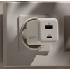 Forever TC-08-45AC GaN PD QC įkroviklis 1x USB-C 1x USB 45W baltas