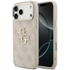Guess PU odos 4G Metal Logo Gold Frame dėklas skirtas iPhone 17 Pro Max rožinės spalvos