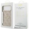 Guess PU odos 4G Metal Logo Gold Frame dėklas skirtas iPhone 17 Pro Max rožinės spalvos