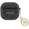 Guess 4G Script PC/PU Charm dėklas skirtas Apple AirPods 4 juodos spalvos