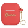 Apple AirPods Guess silikoninis Charm Heart Collection (GUA2LSCHSR) ausinių dėklas raudonos spalvos