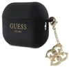 Guess GUAP2LECG4K AirPods Pro 2 (2022/2023) dėklas juodos spalvos Liquid Silicone Glitter Triangle Charm