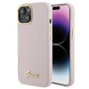 Dėklas GUESS GUHCP15LSMBSLP IPHONE 15 PRO 6.1 "Rožinis/Rožinis HARDCASE SILICONE SCRIPT METAL LOGO & FRAME
