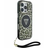 Guess HC IML Leopard Triangle Cord Strap Apple iPhone 16 MagSafe dėklas telefonui