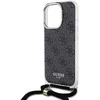 Guess GUHCP16LHC4SEK Apple iPhone 16 Pro 6.3" dėklas telefonui juodos spalvos Crossbody Cord 4G Print