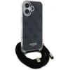 Guess GUHCP16SHC4SEK Apple iPhone 16 6.1" dėklas telefonui juodos spalvos Crossbody Cord 4G Print