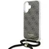 Guess GUHCP16SHC4SEW Apple iPhone 16 6.1" dėklas telefonui rudos spalvos/dėklas telefonui rudos spalvos Crossbody Cord 4G Print