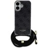 Guess GUHCP16SHC4SEK Apple iPhone 16 6.1" dėklas telefonui juodos spalvos Crossbody Cord 4G Print