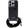 Guess GUHCP16LHC4SEK Apple iPhone 16 Pro 6.3" dėklas telefonui juodos spalvos Crossbody Cord 4G Print