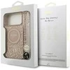 Guess IML Flowers Electro Pearl Strap MagSafe dėklas skirtas Apple iPhone 17 Pro Max rožinės spalvos