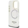 Guess IML Gold Outline Stand Camera Frame MagSafe dėklas skirtas Apple iPhone 15 Pro skaidrus