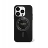 Guess GUHMP16MPFTDTEK Apple iPhone 16 Plus 6.7″ juodos spalvos kietas dėklas IML Rhinestones MagSafe