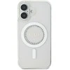 Guess IML Rhinestones Ring MagSafe Apple iPhone 16 dėklas telefonui baltos spalvos