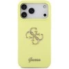Guess Liquid Silicone 4G Metal Logo dėklas skirtas Apple iPhone 17 Pro Max geltonos spalvos