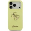 Dėklas Guess Liquid Silicone 4G Metal Logo Case for Apple iPhone 17 Pro geltonos spalvos