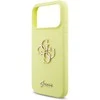 Guess Liquid Silicone 4G Metal Logo dėklas skirtas Apple iPhone 17 Pro Max geltonos spalvos