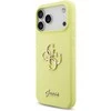 Guess Liquid Silicone 4G Metal Logo dėklas skirtas Apple iPhone 17 Pro Max geltonos spalvos