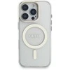 „Guess“ PC/TPU galvanizuoto stovo kameros rėmelis „MagSafe“ dėklas su keičiamais fonais, skirtas „Apple iPhone 16 Pro“