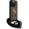 Guess PU 4G Metal Logo Crossbody Strap Apple iPhone 15 Pro Max dėklas telefonui rudos spalvos
