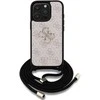 Guess PU 4G Metal Logo Crossbody Strap dėklas skirtas Apple iPhone 15 Pro Max rožinės spalvos
