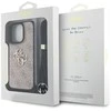 Guess PU 4G Metal Logo Crossbody Strap dėklas skirtas Apple iPhone 15 Pro rožinės spalvos