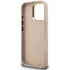 Guess PU 4G Metal Logo Stand Camera Frame dėklas skirtas Apple iPhone 16 Pro rožinės spalvos