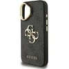 Guess PU 4G Metal Logo Stand Camera Frame dėklas skirtas Apple iPhone 16 juodos spalvos