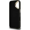 Guess PU 4G Metal Logo Stand Camera Frame dėklas skirtas Apple iPhone 16 juodos spalvos