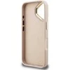 Guess PU 4G Metal Logo Stand Camera Frame dėklas skirtas Apple iPhone 16 rožinės spalvos