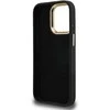 Guess PU 4G Metal Logo Stand Camera Frame dėklas skirtas Apple iPhone 15 Pro juodos spalvos