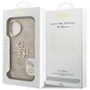 Guess PU 4G Metal Logo Stand Camera Frame dėklas skirtas Apple iPhone 16 rožinės spalvos