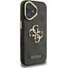 Guess PU 4G Metal Logo Stand Camera Frame dėklas skirtas Apple iPhone 16 juodos spalvos